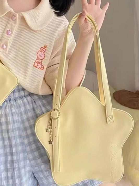 eybag Star Yellow Y2k Handbag Women Harajuku Pu Leather Chic Solid Jk Shoulder Bag Ladies Retro Cute Lolita Mini Bag Aesthetic