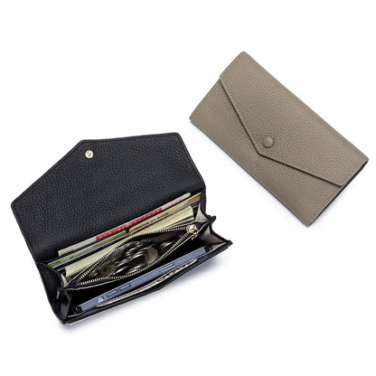 eybag Genuine Leather Long Wallet Phone Bag Cowhide Coin Purse Key Lipstick Case Earphone Pouch ID Credit Card Holder For Women Clutch