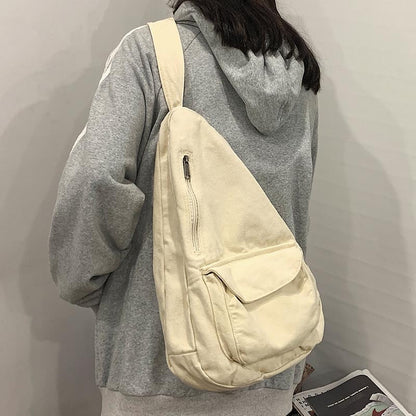 eybag Women Shoulder Messenger Bag Canvas Crossbody New Trend Fashion Female Bag Solid Color High Quality Ladies Chest Bag