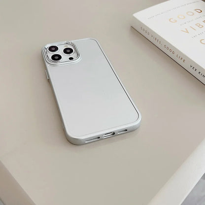 eybag Electroplated Silver Phone Case for IPhone 15 14 13 12 11 Pro Max X XR XS 7 8 Plus SE Metal Lens Frame Shockproof Back Cover