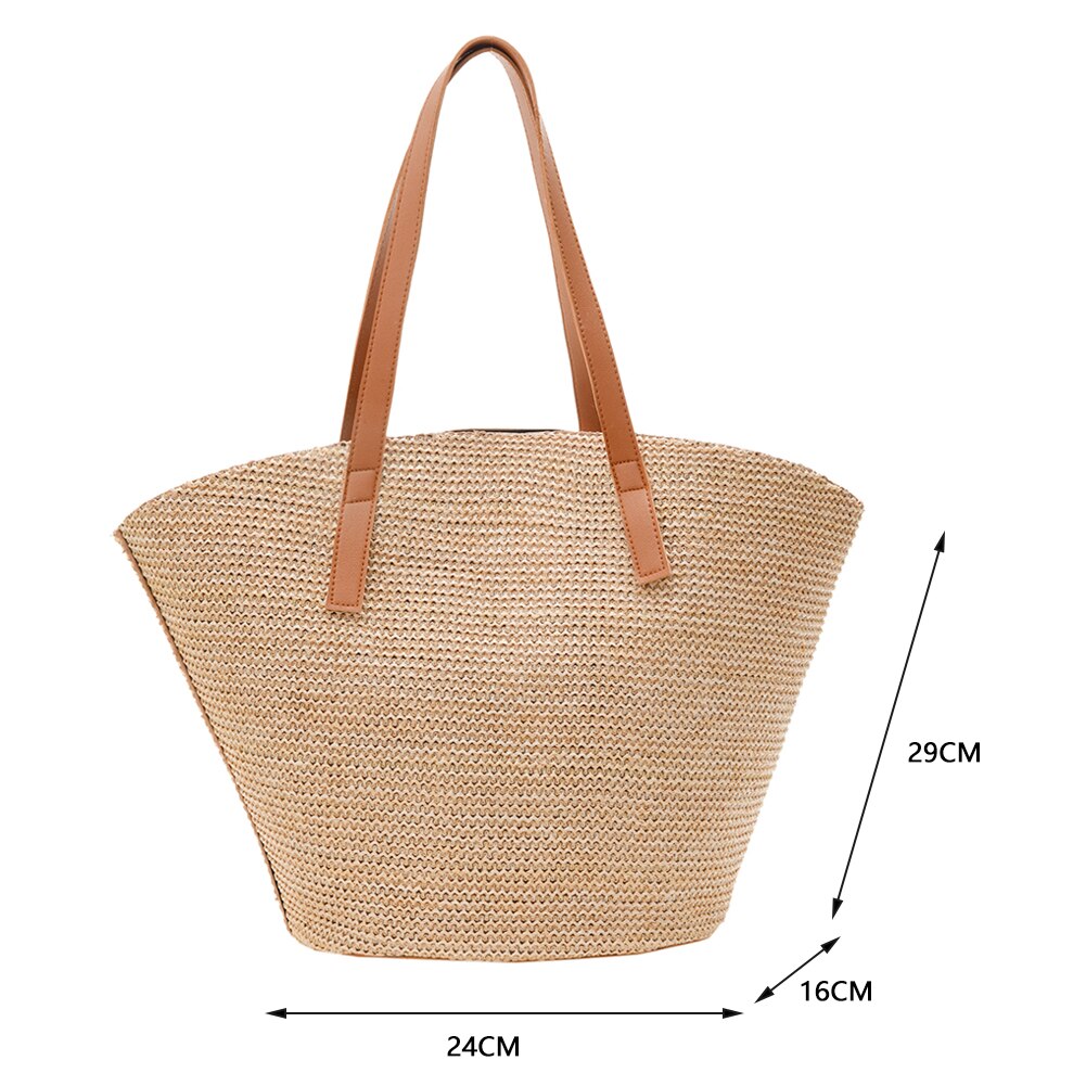 eybag Casual Handmade Straw Handbags Fashion Woven Women Shoulder Bags Summer Holiday Beach Large Capacity Totes Ladies Top-handle Bag