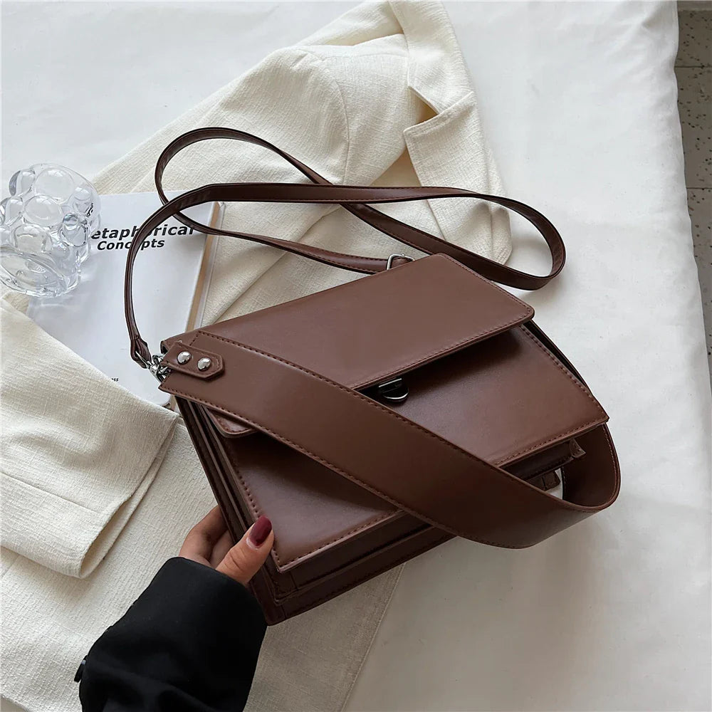 Lkblock Double Layers Underarm Shoulder Bags For Women Trend Designer Square Flap Crossbody Bag PU Leather Ladies Handbags