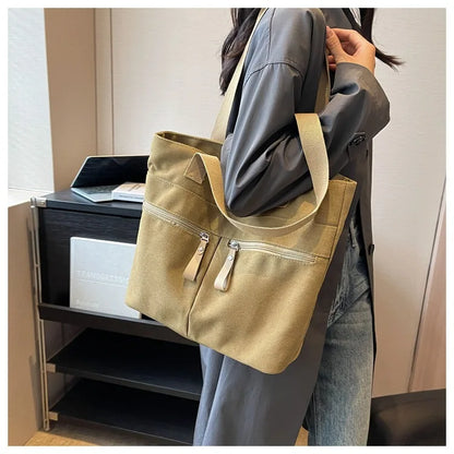 eybag Autumn Women's Handbags Large Capacity Canvas Tote Simple Commuter Shoulder Bag Casual Designer Handbag