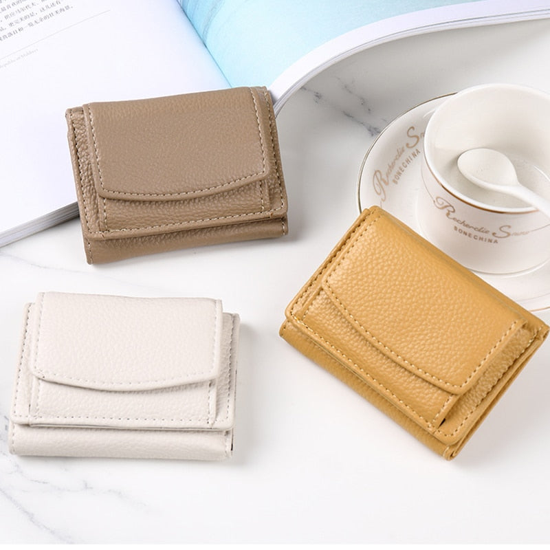 eybag New Women PU Leather Purses Female Cowhide Wallets Lady Small Coin Pocket Rfid Card Holder Mini Money Bag Portable Clutch