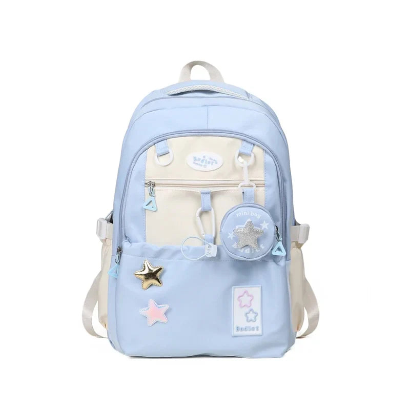 eybag Nylon Star Large Capacity Backpacks High Quality Unique Design Cute Color Matching Schoolbags for Women 2024 Casual Coin Purse