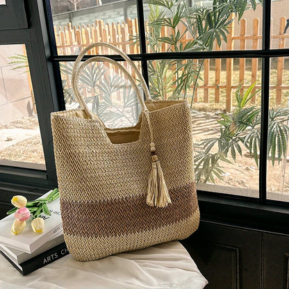 eybag Square Straw Beach Bag Handmade Woven Shoulder Bag Women Raffia Shopper Travel Bag Bohemian Summer Vacation Casual Handbag Totes