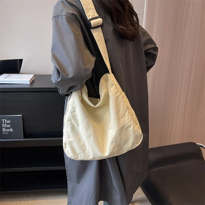 eybag Trendy Cool Women's Shoulder Bag Solid Color Unisex College Student Schoolbag Large Capacity Canvas Crossbody Bag Travel Handbag