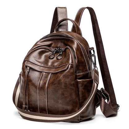 eybag Genuine Leather Backpack Small Women's Backpack Soft High Quality Cowhide Shoulders Bag Fashion Zipper Design Bag