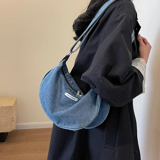 eybag Women Denim Shoulder Bag Large Capacity Strap Adjustable Crossbody Bag Vintage Messenger Hobo Bags Casual Handbags 2024 New