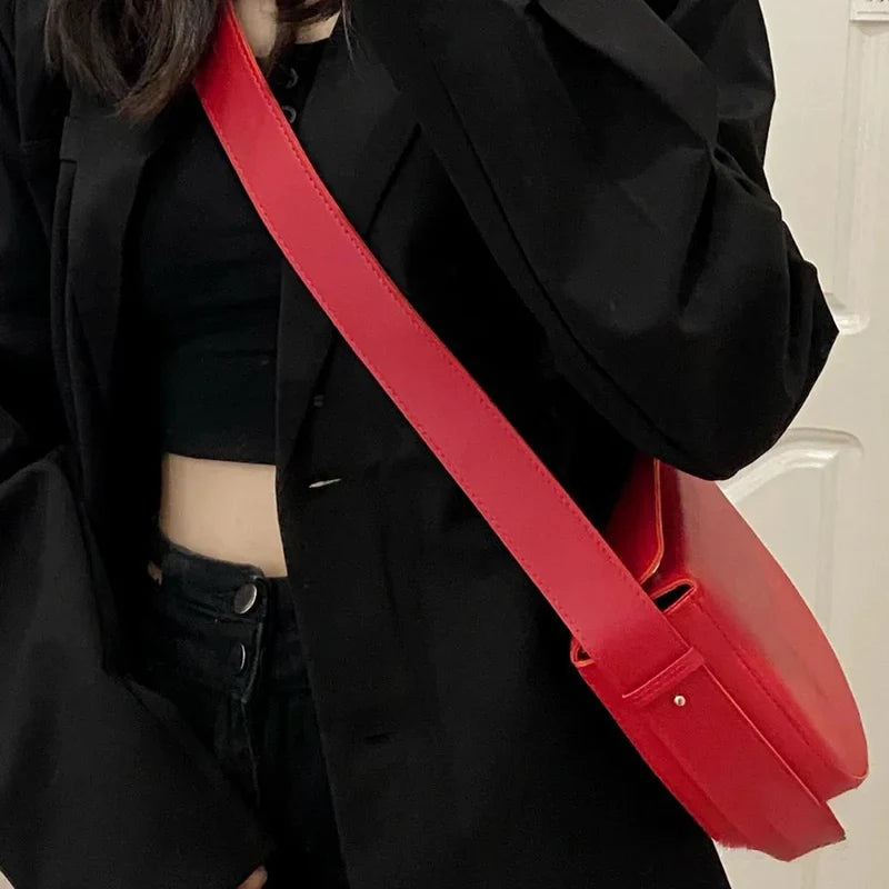 eybag Crossbody Bags for Women Luxury Designer Wide Shoulder Strap Red Wedding Handbags Autumn New All-match Shoulder Bag