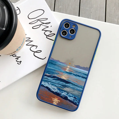 eybag Watercolor Phone Case For IPhone 14 13 12 11 15 Pro Max Mini X XS XR Max 7 8 Plus SE2 Cases Ocean Waves Shockproof Covers