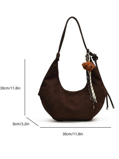 eybag Vintage Suede Tote Bag For Women Autumn Winter New Large Capacity Commute Shoulder Handbags Fashion Trend Underarm Bags Hobo Bag