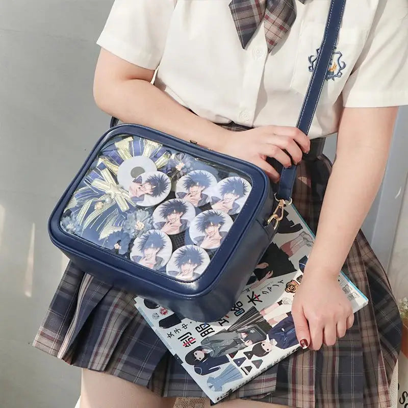 eybag Japanese Transparent Square Ita Bags Women Harajuku Jk Uniform Black Messenger Bag Ladies Sweet Lolita Crossbody Bags