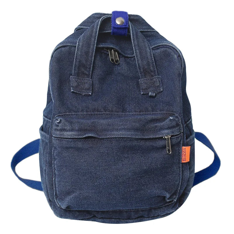 eybag Small Simple Vintage Denim Backpack Young For Teenage Girls Student Canvas Women College Bags Casual Female Children's Bag