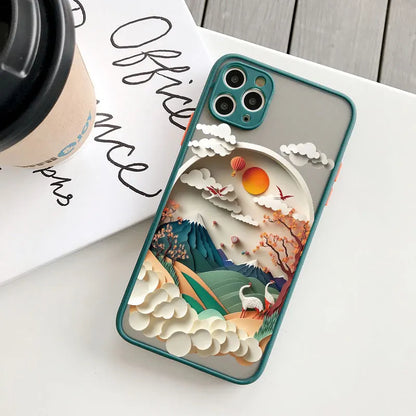 eybag Printing Landscape phone case For iPhone 15 14 11 12 13 Pro Max Mini XS X XR 7 8 Plus SE2 Creative Mountains Shockproof Cover