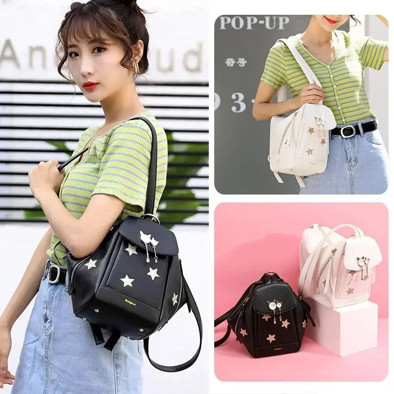 eybag Korean Fashion Multifunctional Girl Backpack Rivet Versatile Travel Bag Fashion Design Women Casual Backpack Student Schoolbags