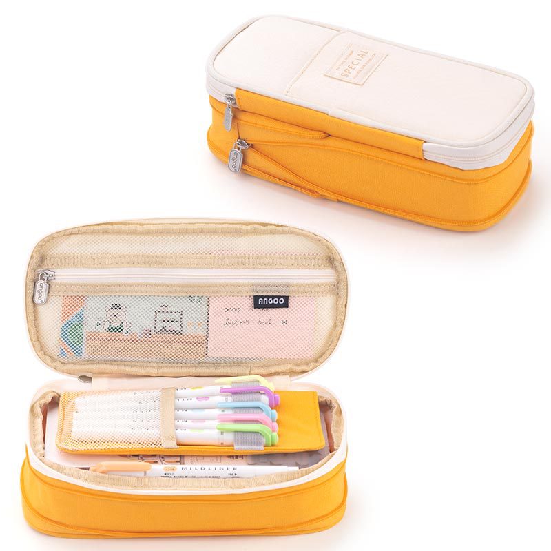 eybag Angoo Multifunctional Cosmetic Bag Macaroon Big Capacity Double-layer Canvas Pencil Case Travel Storage Pouch School Supplies