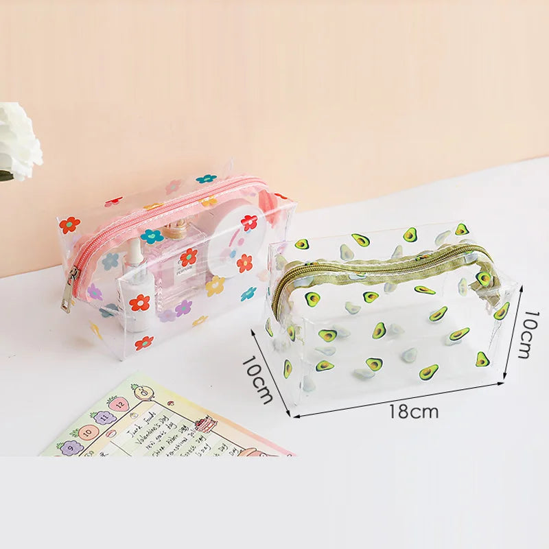 eybag Big Waterproof Transparent Pencil Case PVC Stationery Gift Girls Students Pencil Bag Kawaii Makeup Cosmetic Bag Travel Bags