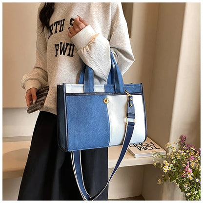 eybag Large Denim Bag Totes Handbag and Purses Shoulder Crossbody Bag for Women 2024 New Trendy Designer Ladies Messenger Bags