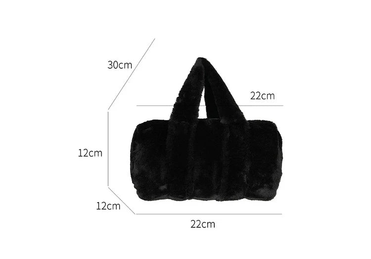 eybag Mini Barrel-shaped Purses and Handbags Winter Warm Plush Bags for Women Faux Fur Designer Bag Fluffy Soft Pillow Bag Lady Clutch