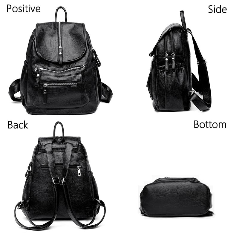 eybag Women High Quality Leather Backpacks Vintage Female Shoulder Bag Sac A Dos Travel Ladies Bagpack Mochilas School Bags for Girls