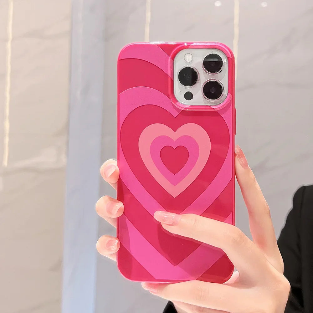 eybag Fashion Cute Love Heart Phone Case for IPhone 15 14 13 12 11 Pro Max Mini X XR XS 7 8 Plus SE Shockproof Glossy Tpu Cover