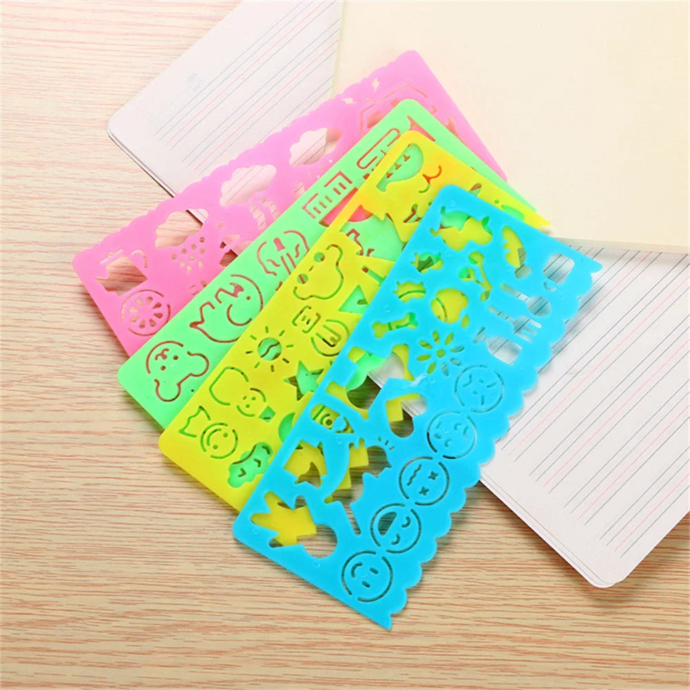 eybag 4Pcs/Lot Children Drawing Template Rulers Creative Baby Painting Stencils Scrapbooking DIY Tools Art Craft School Supplies Toys