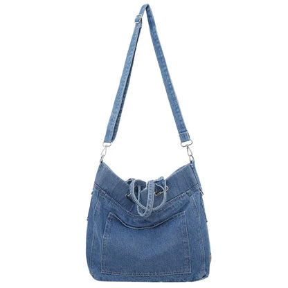 eybag Denim Shoulder Bags For Women Thread Canvas Casual Totes 100% Cotton Tooling Packages Large Capacity Cloth Handbags Korea Bags