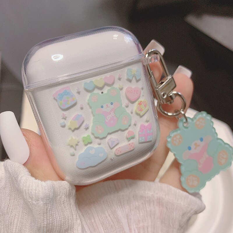 eybag Candy color heart keychain for airpods 1 2 3 case soft earphone back protection for airpod pro Cover cases silicone transparent