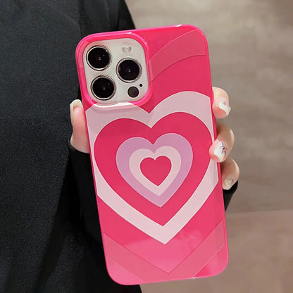 eybag Fashion Cute Love Heart Phone Case for IPhone 15 14 13 12 11 Pro Max Mini X XR XS 7 8 Plus SE Shockproof Glossy Tpu Cover