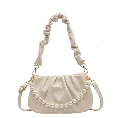 eybag Minimalist Faux Pearl Decor Ruched Bag - Women Shoulder Bags