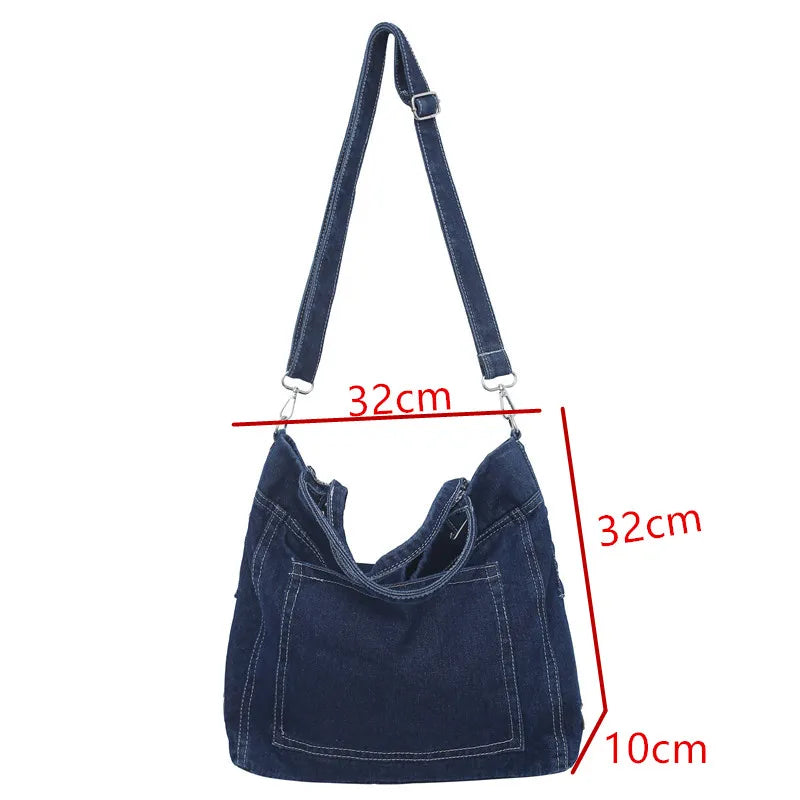 eybag Denim Shoulder Bags For Women Thread Canvas Casual Totes 100% Cotton Tooling Packages Large Capacity Cloth Handbags Korea Bags