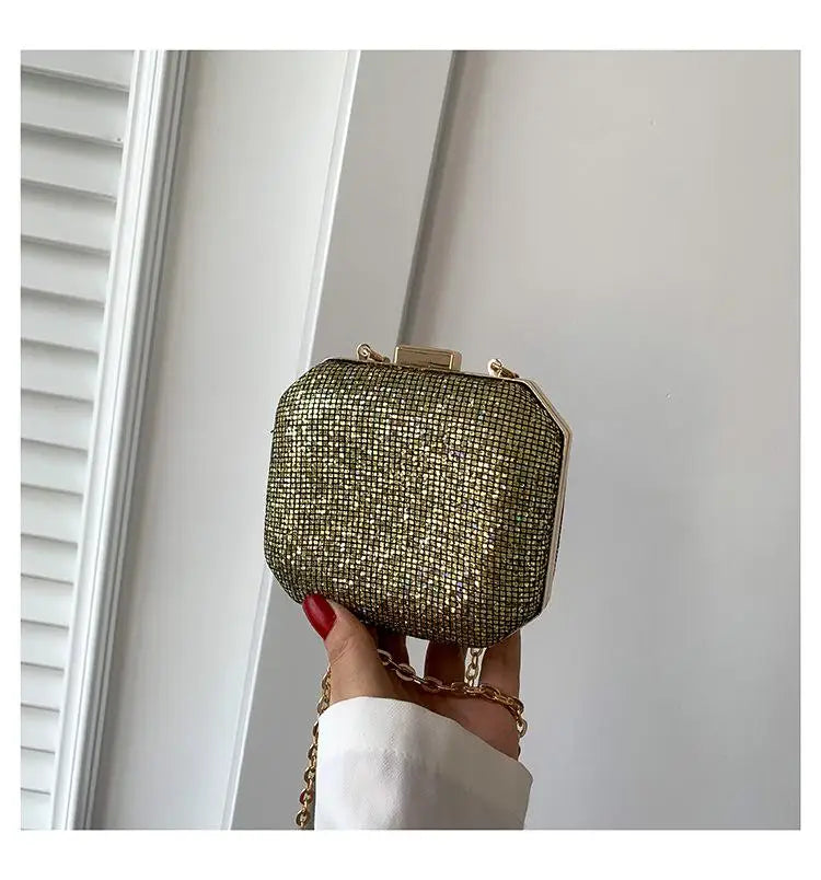 eybag Women's Luxury Shiny Diamond Evening Bag Box Shape Banquet Handbag Ladies Trend Rhinestone Party Bling Purse Money Clutch