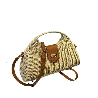 eybag Summer Woven Straw Handmade Female Tote Bag 2024  Hot Sale Holiday Casual Youth Shoulder Bags Fashion Elegant Lady Beach Purse