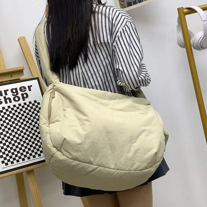 eybag Overlarge Padded Hobos Tote Winter Cotton Quilted Shoulder Bag Nylon Down Space Crossbody Bags for Women Soft Warm Shopper Purse