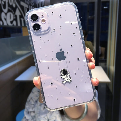 eybag Cute Cartoon Astronaut Star Space Phone Case For iPhone 11 13 Pro MAX XS XR X 12 7 8 Plus Clear Soft TPU Shockproof Back Cover