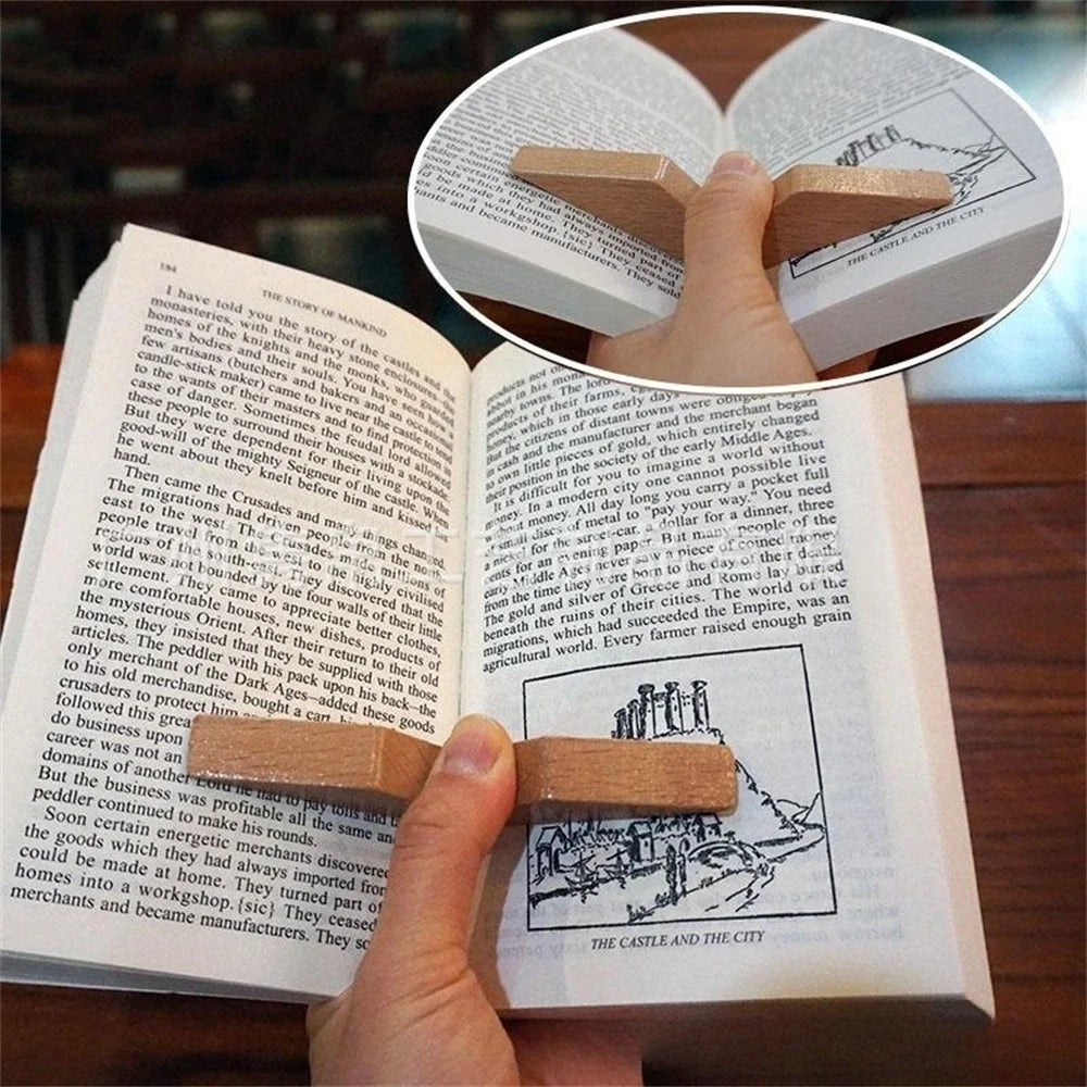 eybag 1Pcs Simple Wooden Thumb Book Support Page Holder Reading Auxiliary Tools Convenient Bookmark School Student Supplies Stationery