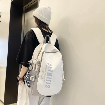 eybag High Quality Contrast Color Waterproof Nylon Women Backpack Female Large Capacity Letter Printing School Bag Girl Travel Mochila