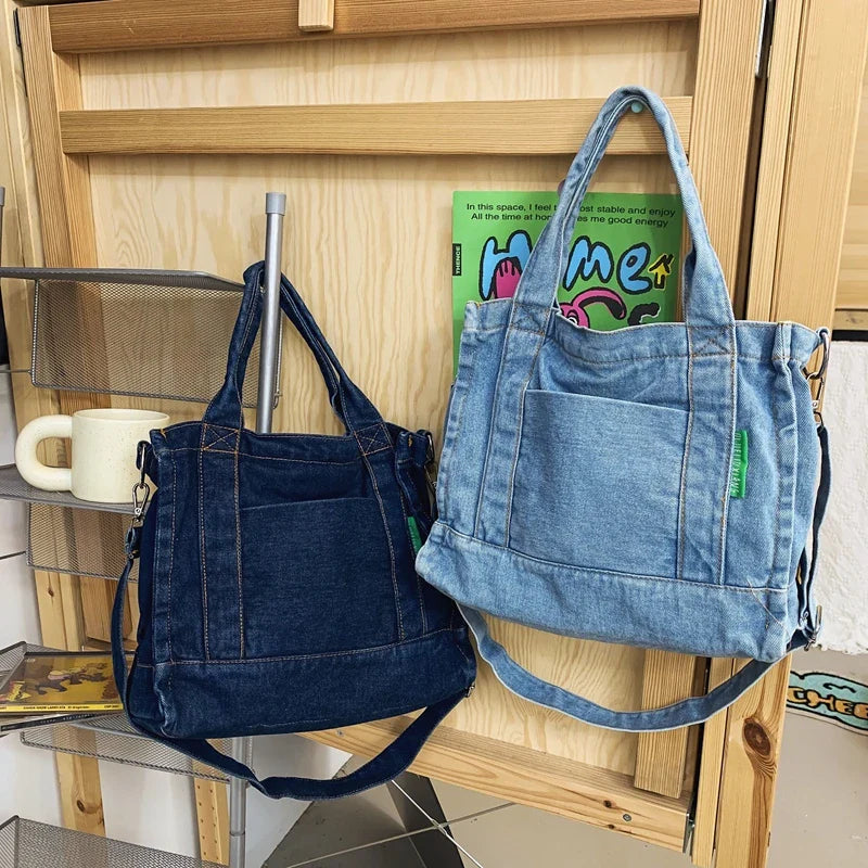 eybag Large Capacity Fashion Denim Crossbody Bags For Women Vintage Shoulder Bag Lady Tote Handbags Female Travel Messenger Schoolbag