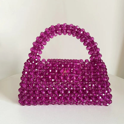 eybag Handmade Bead Bag Big Hand-Woven Handbags Unique Designer Ladies Party Bag Top-handle Phone Purses and Handbags