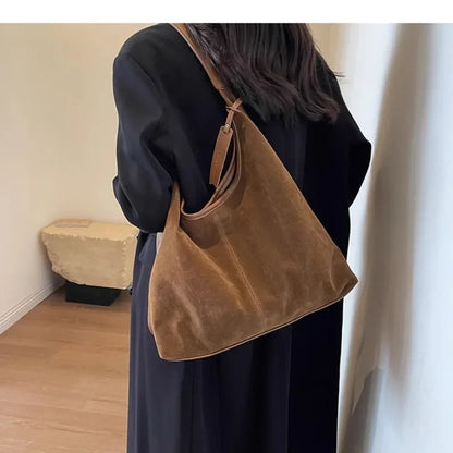 Lkblock Leisure Retro Suede Suede Bag New Women's Bag Autumn  Winter Versatile One Shoulder Bucket Bag Main Femme