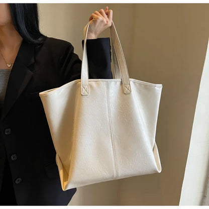 Lkblock Large Capacity PU Leather Bags Brand Design Big Tote Bag for Women Solid Color Fashion Female Handbags INS Style Underarm Bags