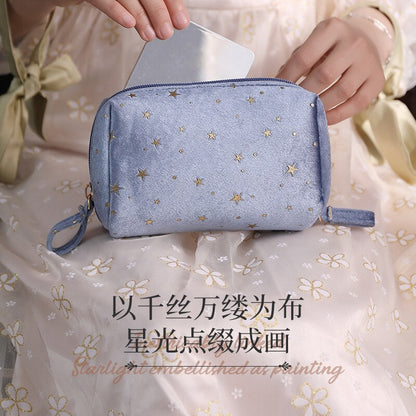 eybag flannel Cosmetic Bag Anytime Portable Velvet Star Clutch Bag Simple Carry-on Change Lipstick Storage Bag