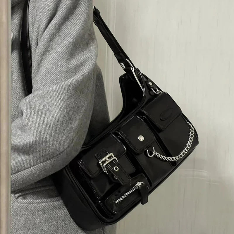 eybag Brand Design Chain Women Underarm Bag Multiple Pockets Ladies Shoulder Crossbody Bag Fashion PU Leather Purse and Handbag