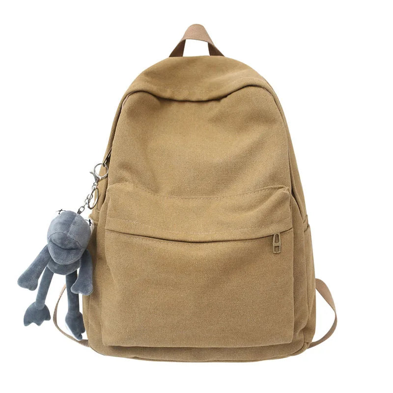 eybag Fashion Canvas Women Backpack Student School Bags For Teenage Girls Quality Solid Color Female Backpack Leisure Travel Bookbag