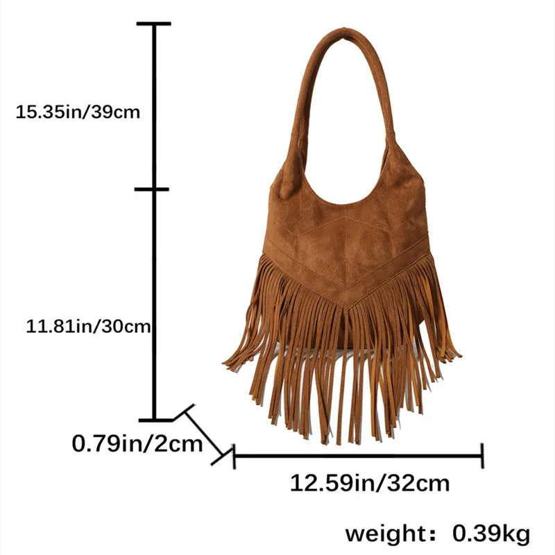 eybag Fashion Trending New in Women Shoulder Bags Luxury Designer Totes Handbags For Women 2024 Tassel Female Purses Suede Bucket Bag