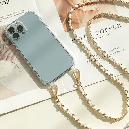 eybag DIY Luxury Pearl Chain Crossbody Strap Shockproof Acrylic Lanyard Phone Case for iPhone 14 13 12 PRO 15 Pro Max X XS 12 MINI