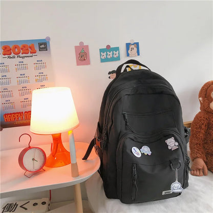 eybag Fashion Big Student Backpack NEW Badge Rucksack Girls School Bag High Capacity Women Backpack Female Cute Leisure Travel Mochila