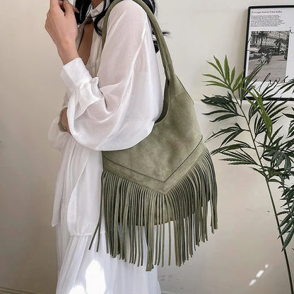 eybag Fashion Trending New in Women Shoulder Bags Luxury Designer Totes Handbags For Women 2024 Tassel Female Purses Suede Bucket Bag