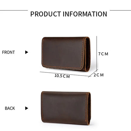 eybag Vintage Card Holder Men Genuine Leather Credit Card Holder Small Wallet Mini Purse for Men Money Bag ID Business Cards Holder